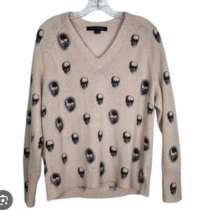 Skull Cashmere V-neck Sweater- Size M